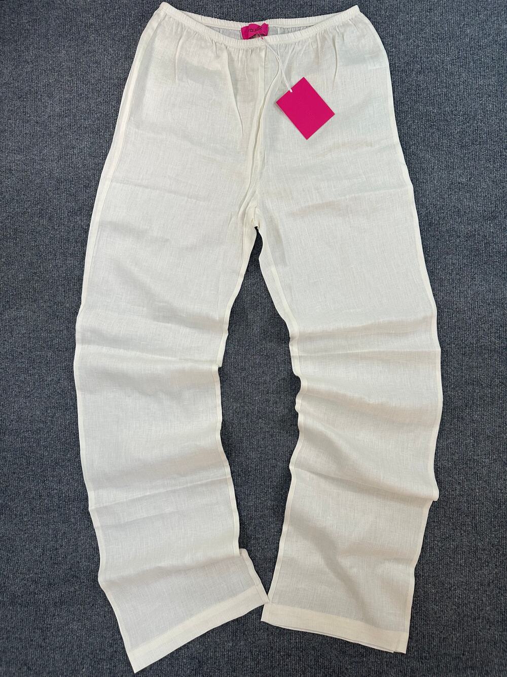 NEW Ares June Women’s Linen Pant Elastic Waist Pull On Long Baggy Minimal M Tall